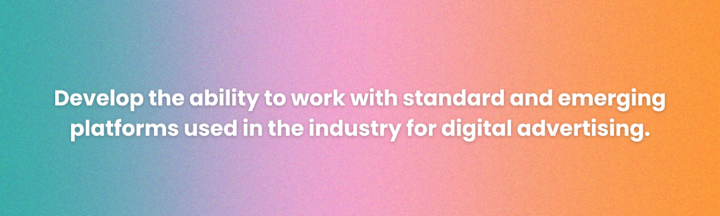 develop the ability to work with standard and emerging digital advertising platforms